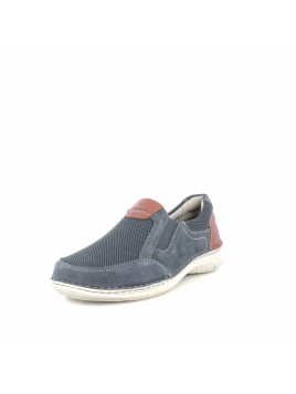 Mocassins bleus en daim et textile