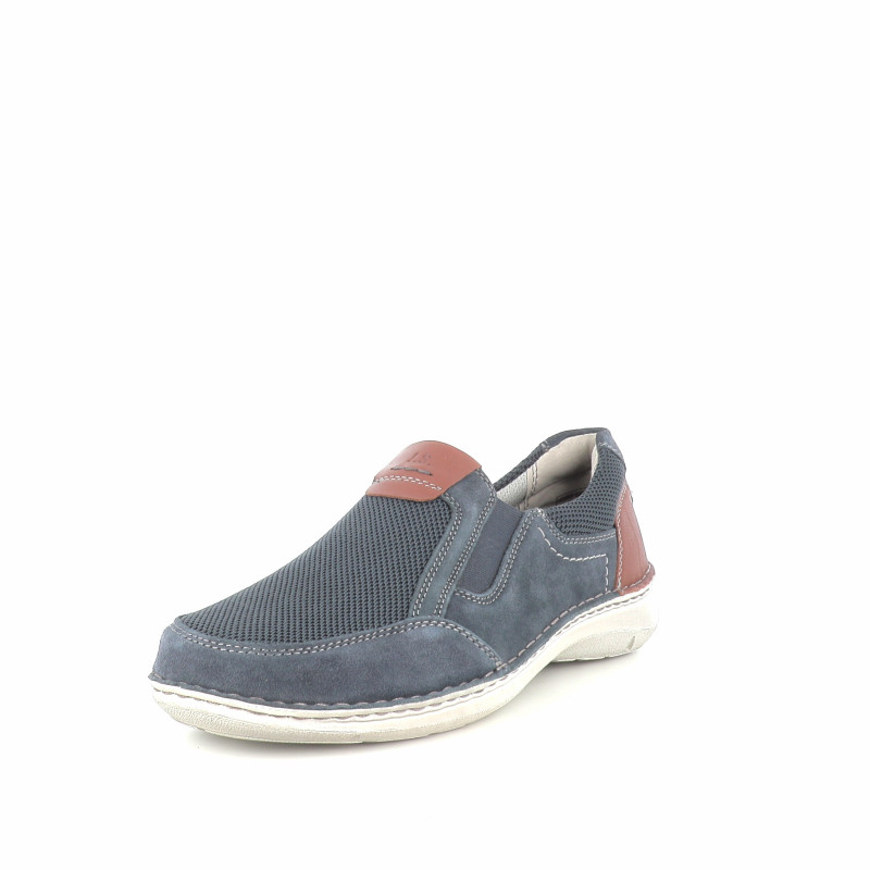 Mocassins bleus en daim et textile