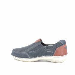 Mocassins bleus en daim et textile