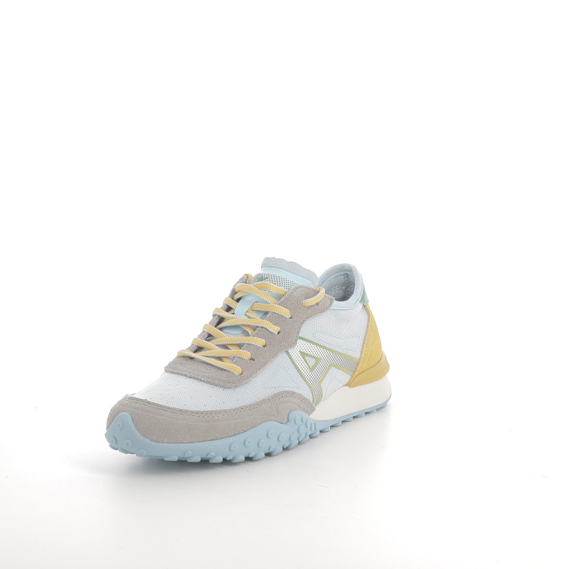 Baskets basses bleues blanches et jaunes