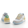 Baskets basses bleues blanches et jaunes