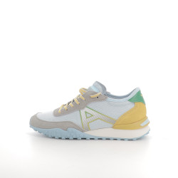 Baskets basses bleues blanches et jaunes