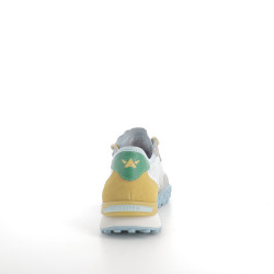 Baskets basses bleues blanches et jaunes