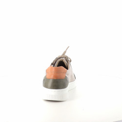 Baskets basses grises et vertes lacets et zip