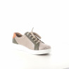 Baskets basses grises et vertes lacets et zip