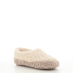 Pantoufles beiges et camel curly