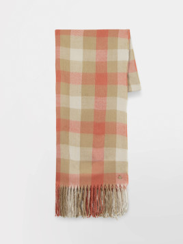 Echarpe à carreaux beige et rose