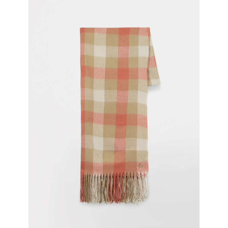 Echarpe à carreaux beige et rose