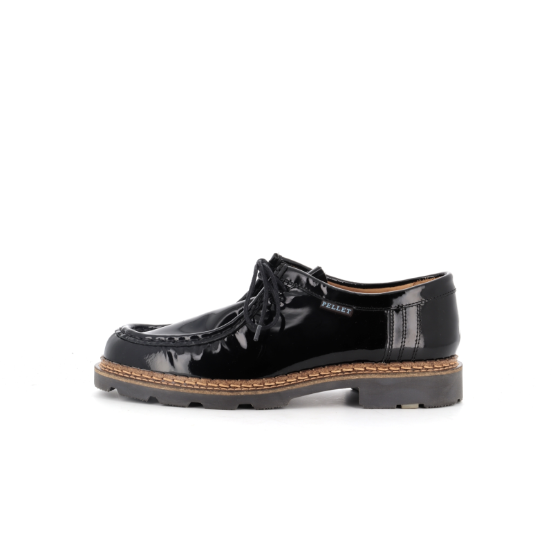 Derby Christian Pellet noir en cuir verni - Anjou-chaussures