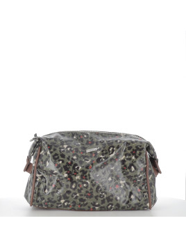 trousse de toilette Tropéziennes vert kaki à motifs léopard