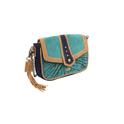 Sac Bandoulière Bleu Marine Et Turquoise Avec Motif  Lili Petrol