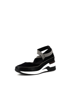 ballerine compensé noir en velours