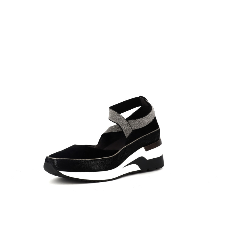 ballerine compensé noir en velours