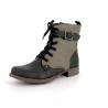 Bottines vert kaki en cuir