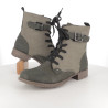 Bottines vert kaki en cuir