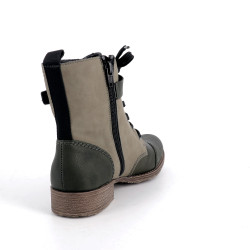 Bottines vert kaki en cuir