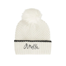 Bonnet En Maille avec Pompon Blanc Anekke