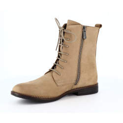 Bottine Marco Tozzi beige en cuir daim avec doublure - Anjou-chaussures
