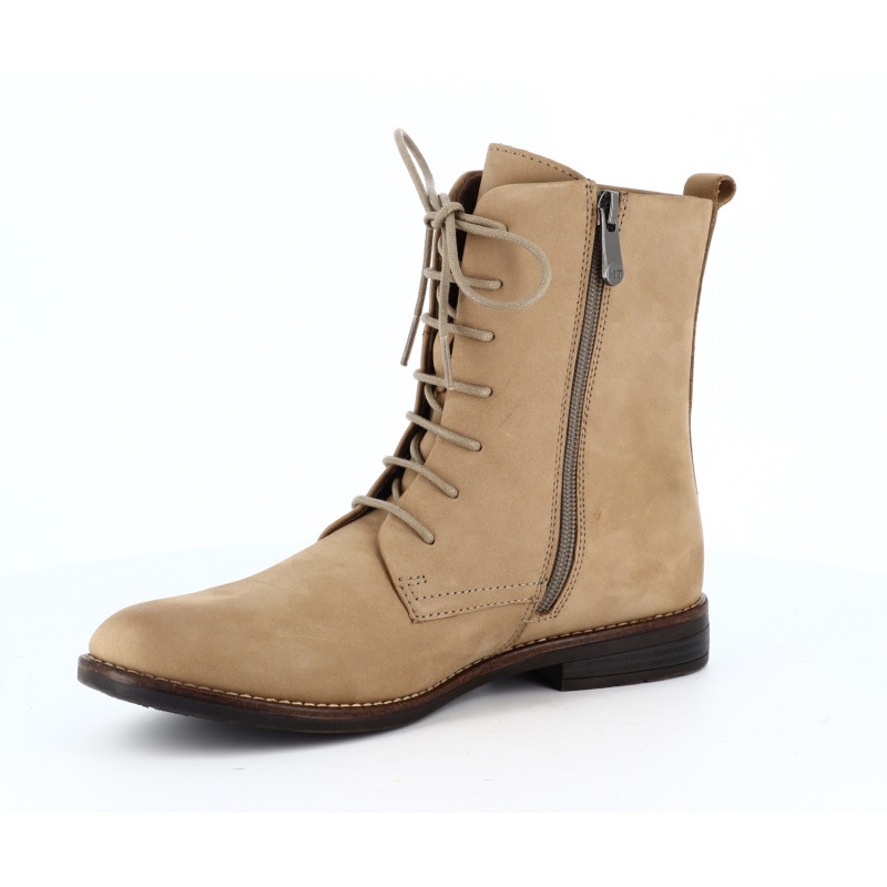 Bottine Marco Tozzi beige en cuir daim avec doublure - Anjou-chaussures