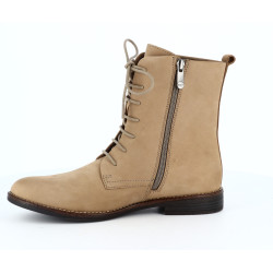 Bottine Marco Tozzi beige en cuir daim avec doublure - Anjou-chaussures