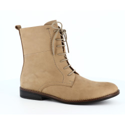 Bottine Marco Tozzi beige en cuir daim avec doublure - Anjou-chaussures