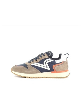 basket marine en cuir et toile