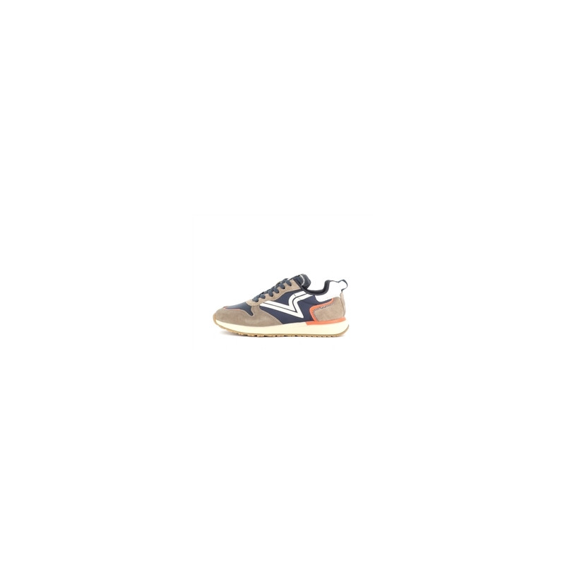 basket marine en cuir et toile