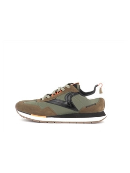 basket verte en cuir et toile