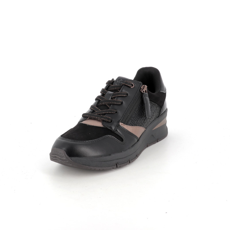 Basket noire Tamaris synthétique doux et textile