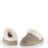 Mules en cuir beige à motif léopard