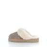 Mules en cuir beige à motif léopard