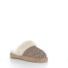 Mules en cuir beige à motif léopard