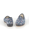 Chausson bleu a fleurs rose