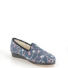 Chausson bleu a fleurs rose