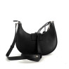 Sac en cuir noir Fuchsia