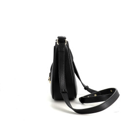Sac en cuir noir Fuchsia