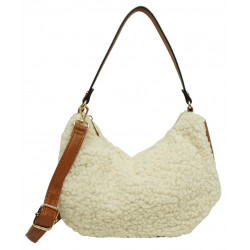 Sac textile blanc et camel