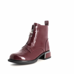 Bottines Bordeau en cuir vernis