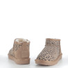 Bottines beiges en cuir avec détails léopard