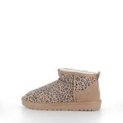 Bottines beiges en cuir avec détails léopard