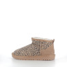 Bottines beiges en cuir avec détails léopard