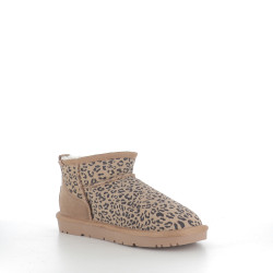 Bottines beiges en cuir avec détails léopard