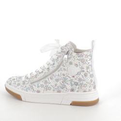 Basket Haute Rieker Blanche à Motif Fleuri