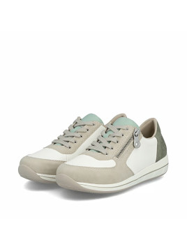 Baskets basses beiges et kaki