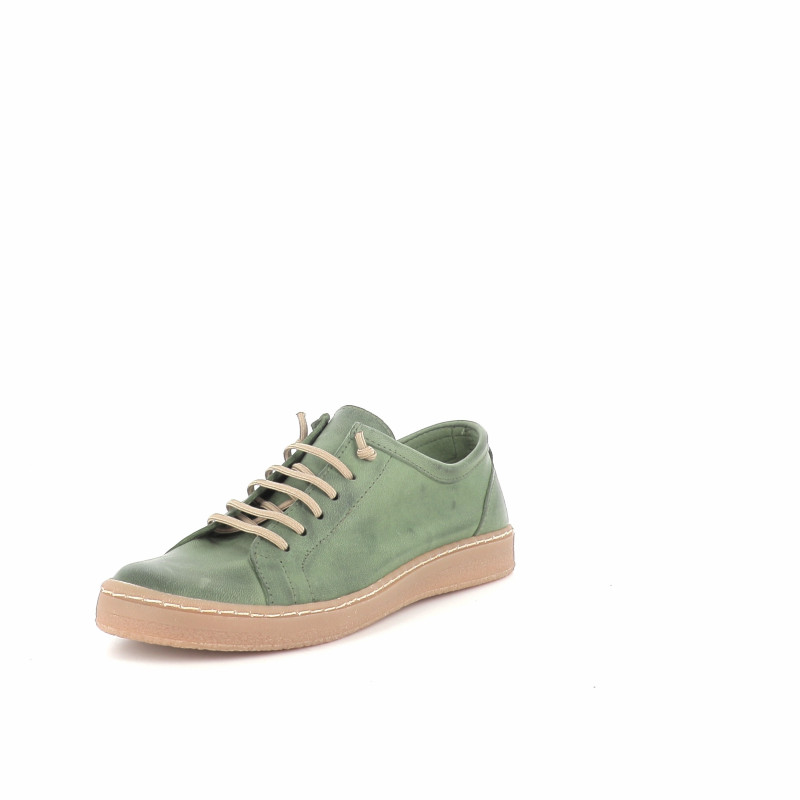 Baskets basses vertes en cuir