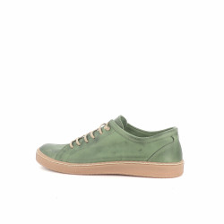 Baskets basses vertes en cuir