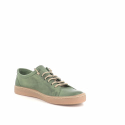 Baskets basses vertes en cuir