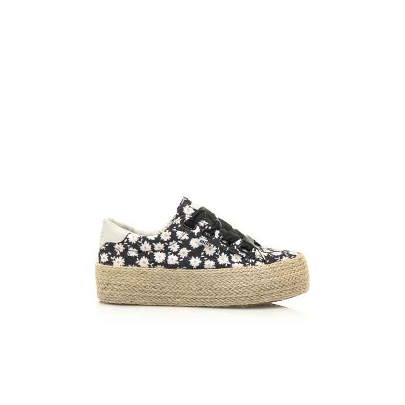 Basket plateforme noir flower
