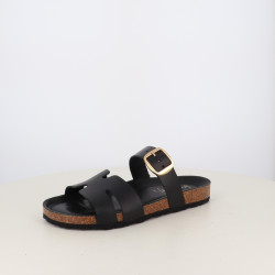 Mules I’m Free Noires en Cuir Lisse