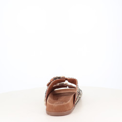 Mules marrons avec décorations
